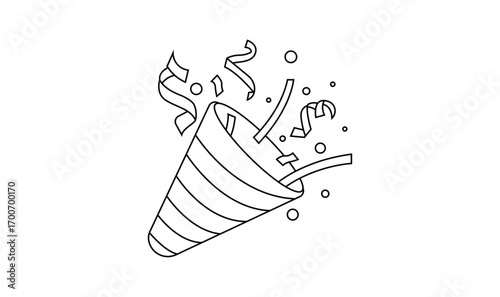 party popper Line Icon. birthday confetti explosion. Simple minimal isolated on transparent background, EPS 10