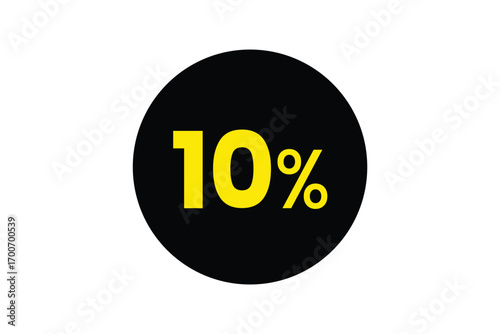 Yellow Ten Percent Discount Icon on Transparent Background