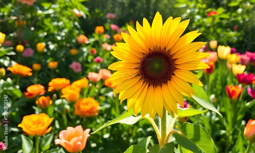 sunflower in the garden Background HD Photo 
