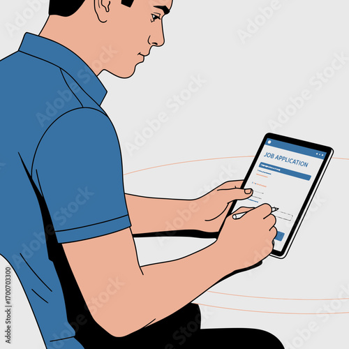 Man using a tablet computer indoors.