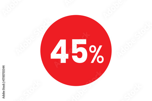 Forty Five Percent Discount Red Circle Graphic on transparent background
