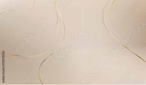 Luxury gold background with beige and white gradient tones creates an elegant effect. Abstract golden glitter shapes blend softly with cream hues. Perfect backdrop for luxury design