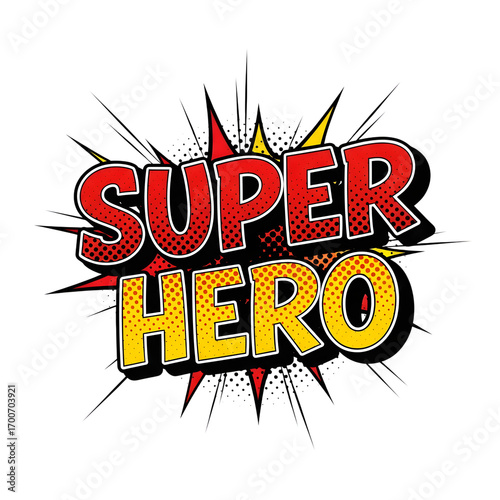 Superhero comic book style text on