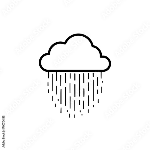 Cloud rain weather forecast vector icon rainy day concept simple outline graphic design illustration element