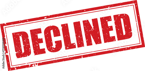 Red Declined Rubber Stamp Word Text Written in Grunge Vector in Double Sharp Border, Vintage, Transparent Background, Svg, Png