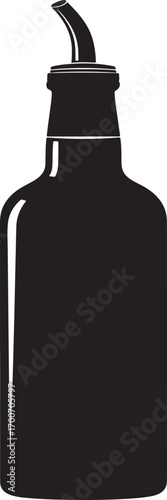 Black silhouette of a bottle with a pouring spout on white isolated