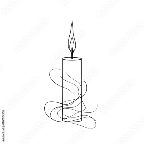 Burning candle drawing vector illustration for home decor christmas candle flame light wax graphic design art 100
