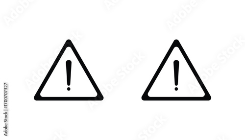 White Exclamation Mark in Triangle Warning Sign on Transparent Background