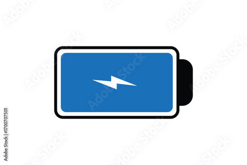 Yellow Battery Charging Icon with Lightning Bolt on Transparent Background