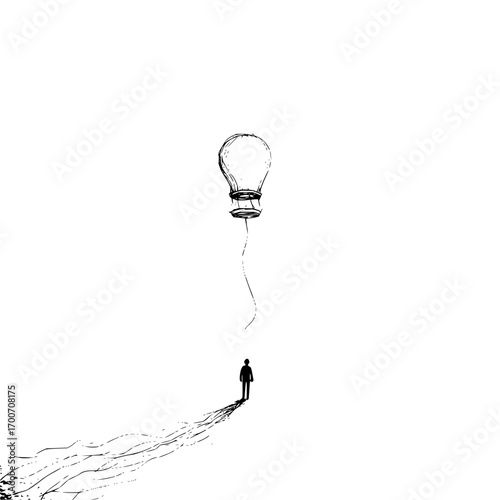 Creative idea lightbulb balloon inspiration concept art drawing illustration design for business and innovation