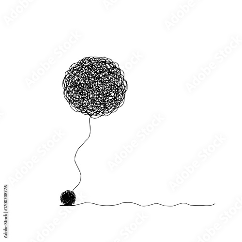 Abstract tangled line art vector illustration for stress concept and mental health awareness design element art