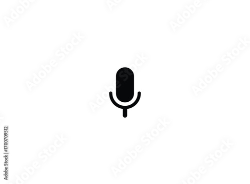 White Microphone Icon in Circle Shape on Transparent Background