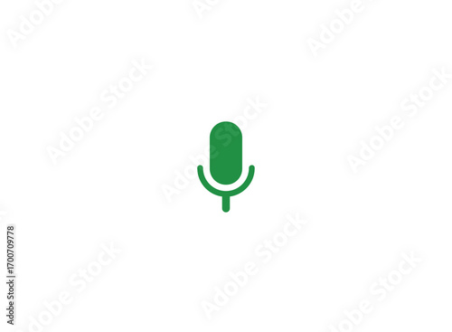 Green Microphone Icon in White Circle on Transparent Background
