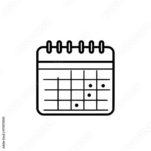 Calendar date appointment schedule reminder event planner organizer timetable icon vector graphic 100 chars