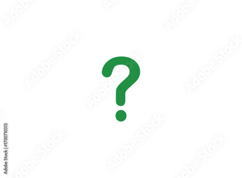 Green question mark in a white circle on transparent background