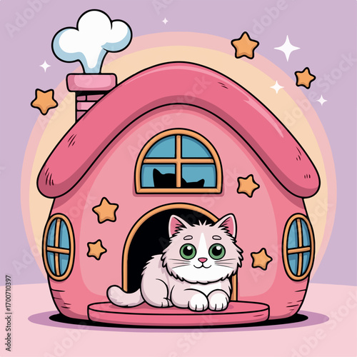 vector, illustration, animal, house, pet, icon, funny, dog, home, cute, cartoon, hamster, domestic, adorable, puppy, character, object, design, wooden, little, rodent, small, box, background, rat, mou
