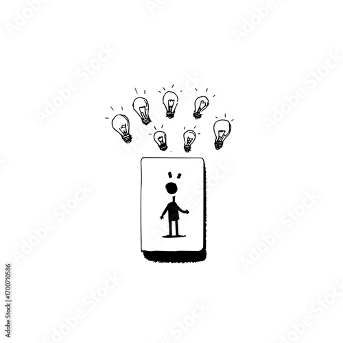 Illustration of ideas and inspiration concept for creative thinking problem solving and brainstorming sessions