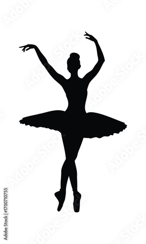 Ballet Dancer Silhouette with Raised Arms
