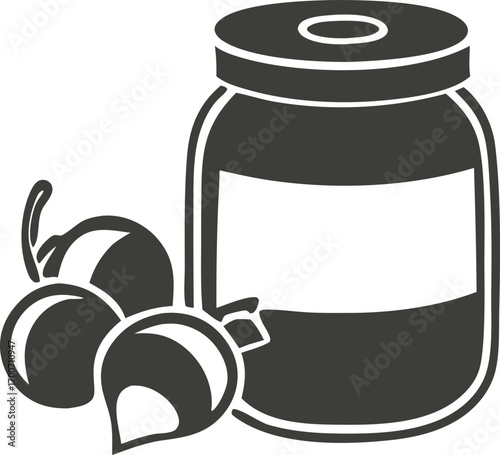 Jar of Jam. Thanksgiving Elements Vector illustration Silhouette