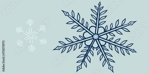 Elegant Blue and White Snowflake Design, Winter Holiday Vector Illustration