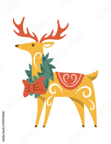 Christmas deer decorated festive wreath