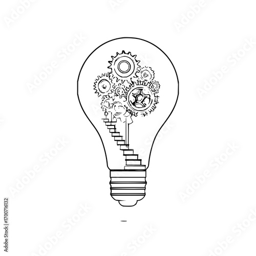 Lightbulb gears concept innovation idea creativity problem solving solution mechanical engineering design thinking