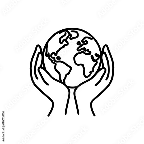 Earth day illustration of hands holding globe representing environmental protection and care for the planet