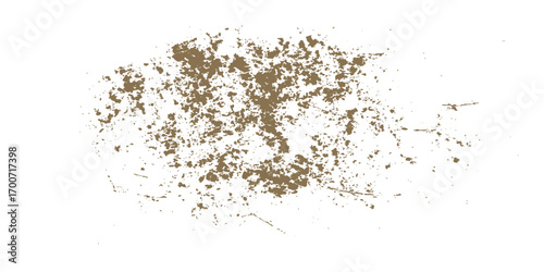 Closeup macro of a dry pile of brown tea leaves and white grains of rice on a white background