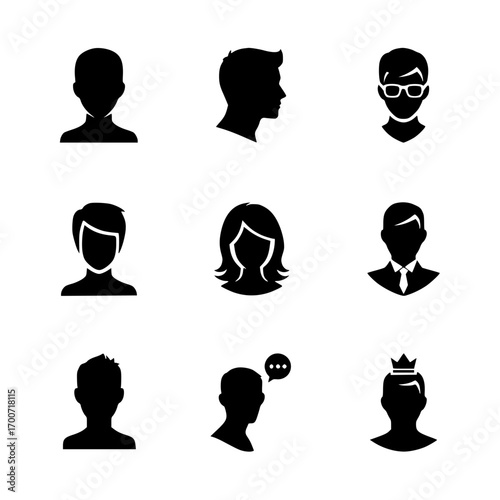Diverse User Avatar and Profile Silhouettes Set
