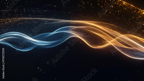 Abstract Blue and Orange Wave Energy Flow.