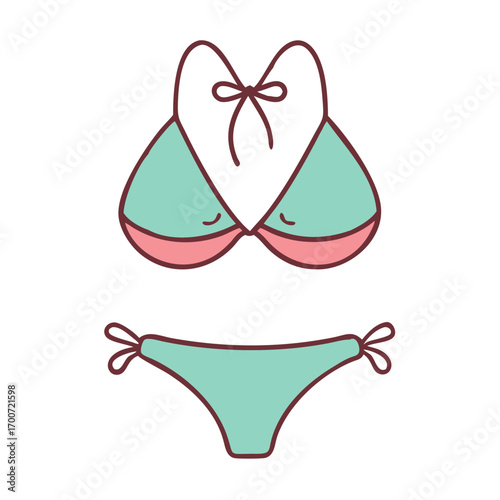 Cute summer bikini set illustration vector design swimwear fashion beachwear vacation outfit style trend