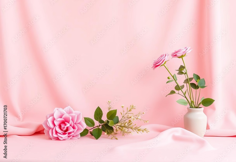 Obraz premium Soft blush pink backdrop, ideal for product photography and graphic design, delicate, texture