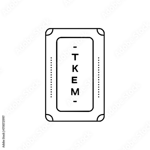 Illustration of a rectangular card with rounded corners and the word tkem vertically inside it