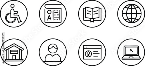 Accessible design icon set vector graphics for inclusivity and information access