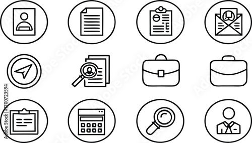 Outline icons for online job search and career development vector graphics scalable eps