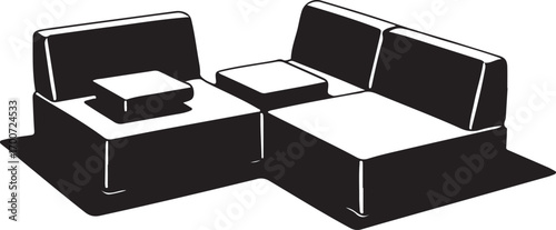 Abstract black and white modular sofa or seating arrangement couch furniture