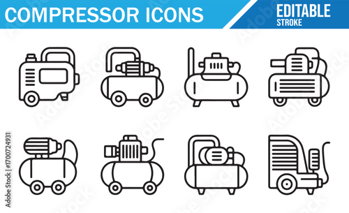 Engineering and construction compressor symbol set for workshop tools