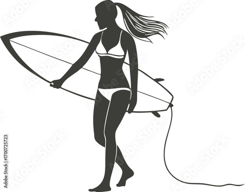 Beautiful And Hot Girl Surfer Rider Vector illustration Silhouette