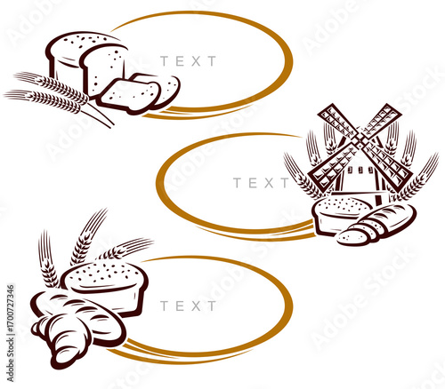 Bread labels and icon set. Collection icons bread. Vector