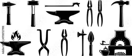 Blacksmith tools svg, Blacksmith tools silhouette, Vintage tools silhouette, Vintage tools svg, Tools svg, Tools silhouette set