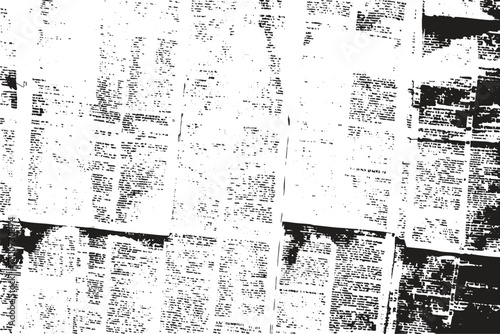 abstract grunge texture Newspaper print on transparent. unreadable text collage, Monochrome grunge texture. Old grunge newspaper collage texture, grunge pattern, grunge paint element, .eps10