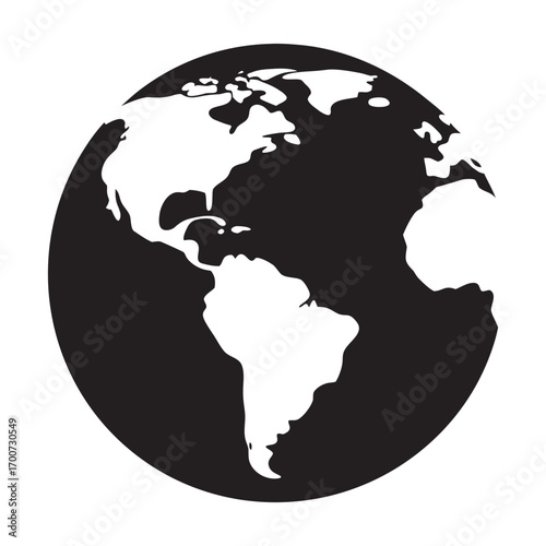 Simple black and white silhouette of the earth
