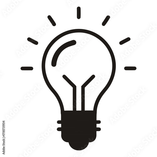Simple black and white light bulb icon symbolizing an idea