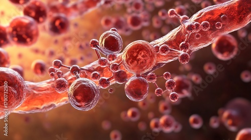 Dynamic 3D render of oxygen molecules binding hemoglobin