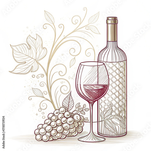 wine bottle and glass