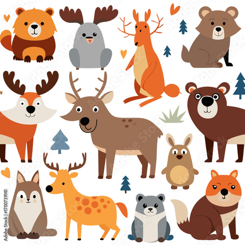 set of cartoon animals