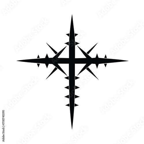 Cross Shape Made of Thorns on White Background  