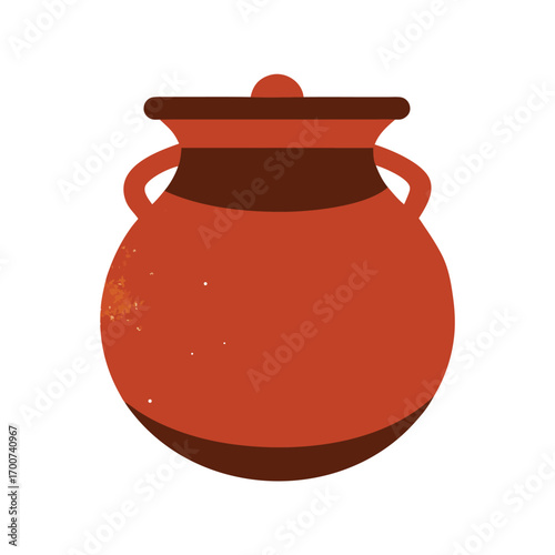 Ancient Potters Pot with Rustic Texture on White  