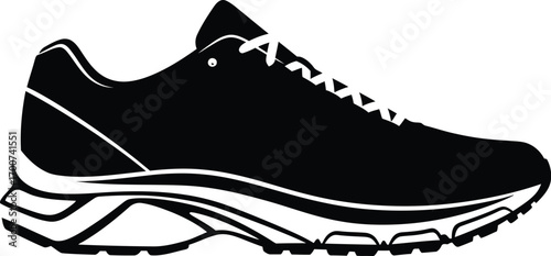 black and white running shoe side view clip art preview