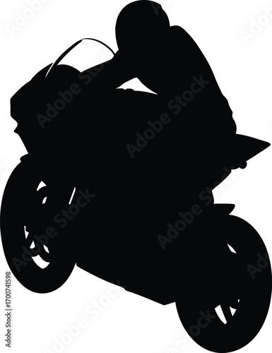 Dynamic silhouette of a motorcyclist on a sleek racing bike, capturing speed, power, and the thrill of the open road, perfect for adrenaline-fueled projects.